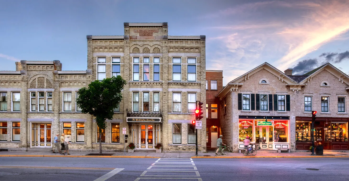 Washington House Inn exterior on a Wisconsin getaway